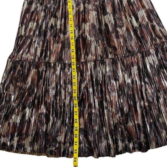 Ba&sh NEW Women's Metallic Poly Violet Tiered Pleated Midi Skirt Size 8 - Picture 15 of 16